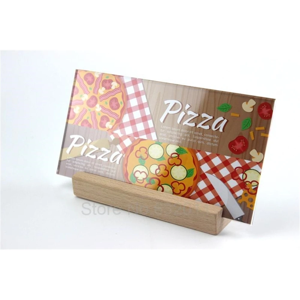 200*100 мм акриловый дисплей меню деревянная Фотография держатель этикетки карты