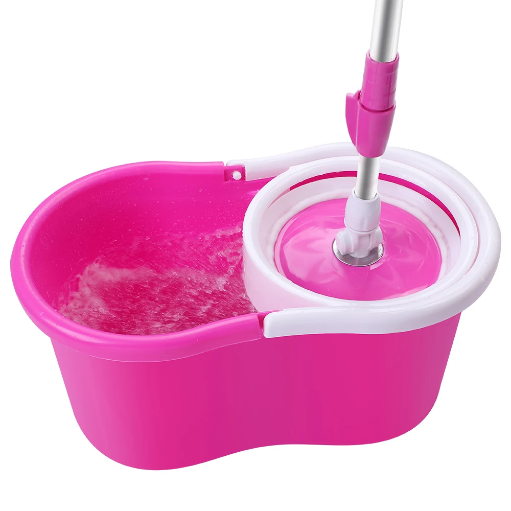 

US Warehouse360 Spin Mop with Bucket & Dual Mop Heads Pink Mop and broom