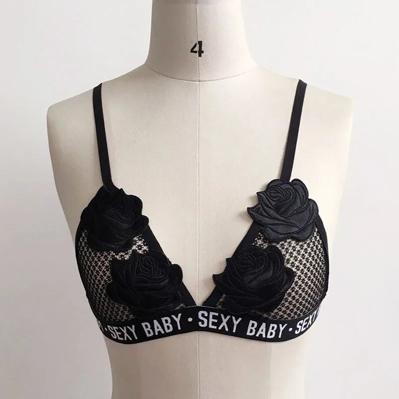 Женский кружевной бюстгальтер с вышивкой и цветочным принтом | Женская одежда
