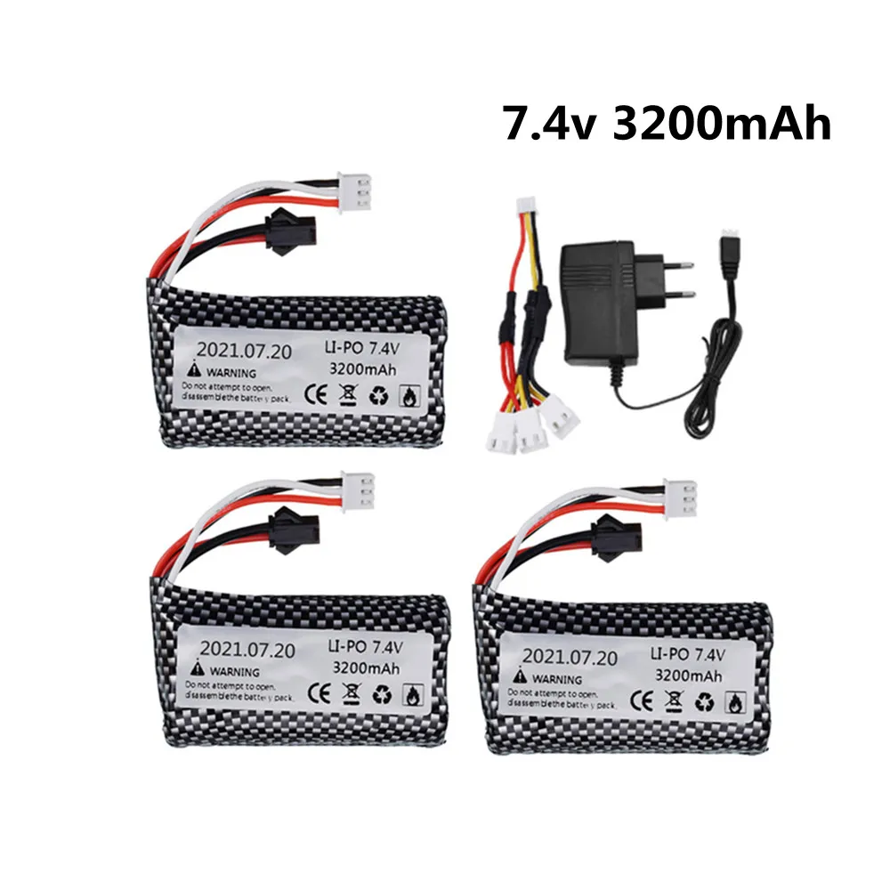 

Аккумулятор Lipo 7,4 в 3200 мА · ч для WPL MN99S D90 U12A S033g Q1 H101 7,4 В 18650, аккумулятор с SM для радиоуправляемых лодок, автомобильных танков, дронов