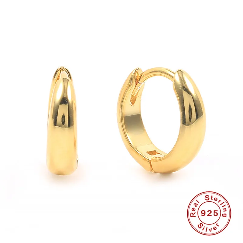 

Серьги-кольца круглые из серебра 925 пробы в минималистском стиле для женщин и мужчин, модные серьги Huggie, ювелирные изделия, серебряные серьг...