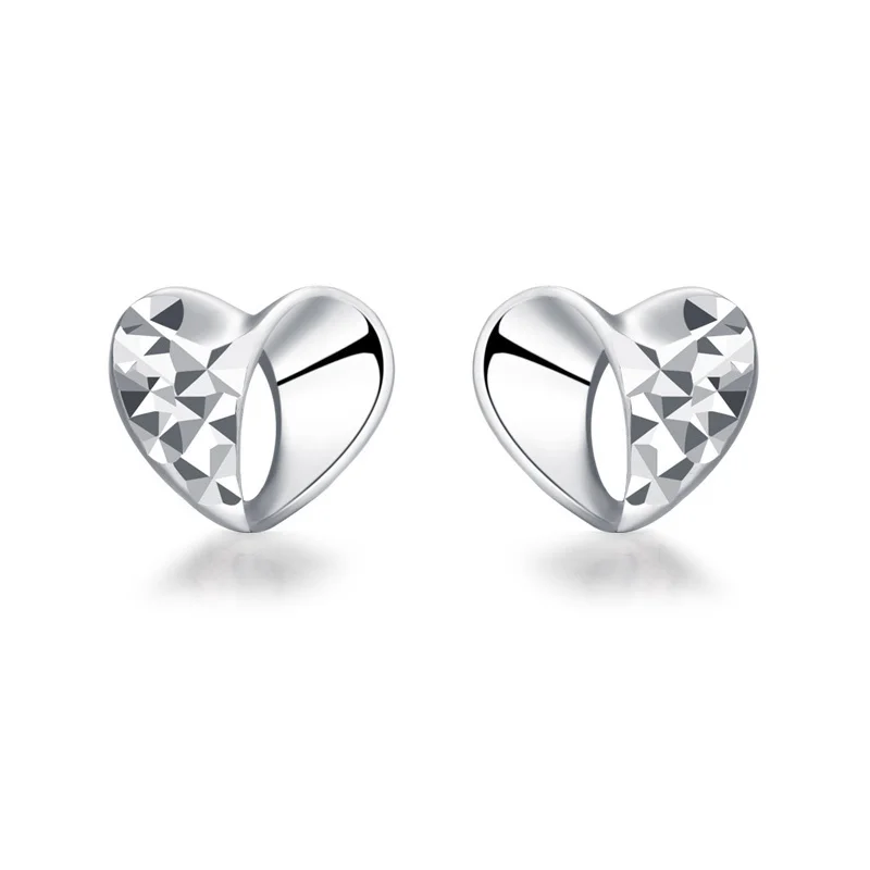 Платиновое белое Настоящее твердое Золотое сердце бриллиантовые серьги с