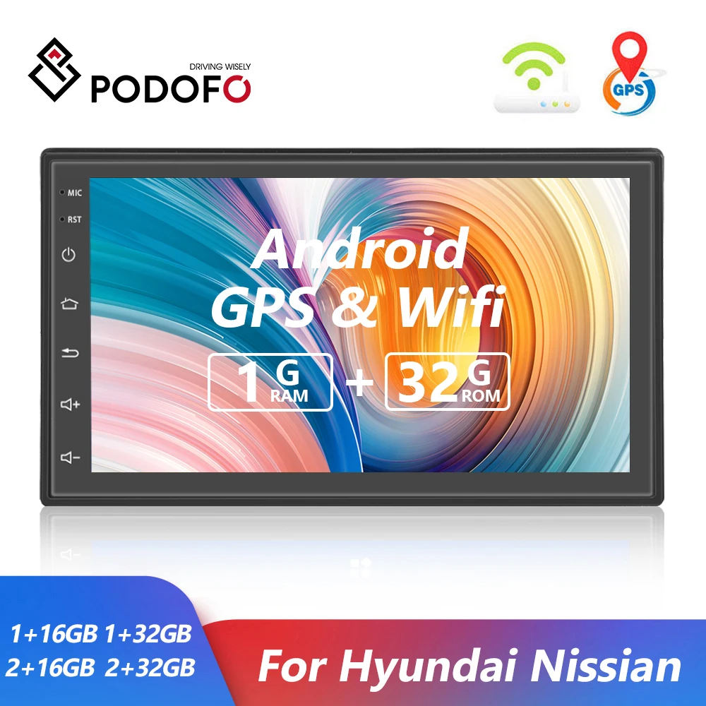 

Podofo Android 10,0 2 Din WiFi GPS-навигация Авторадио автомобильный мультимедийный плеер 7-дюймовый MirrorLink стерео для VW Nissan Hyundai Toyota