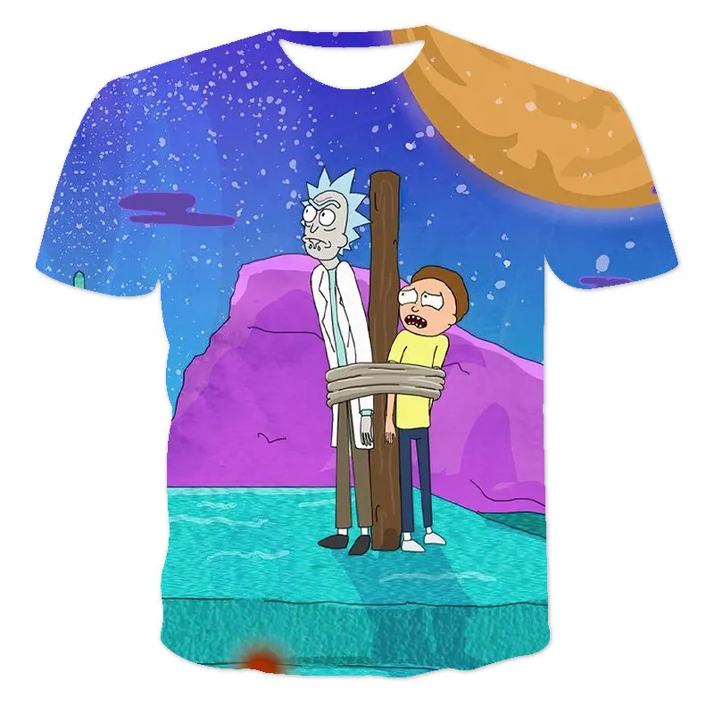 

Rick Anime 2021Spring And Summer New Boys And Girls 3D Pattern Short-Sleeved T-Shirt O-Neck Boys And Girls Hip-Hop Anime Cartoon