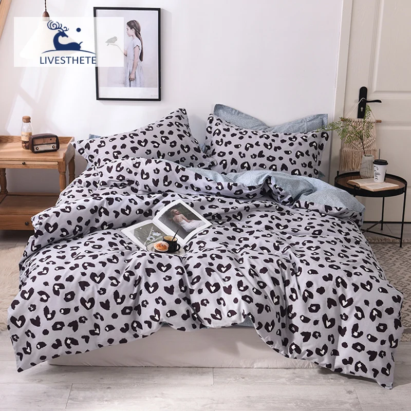 Liv Esthete модный Леопардовый серый 100% Хлопок Постельный набор мягкий пододеяльник