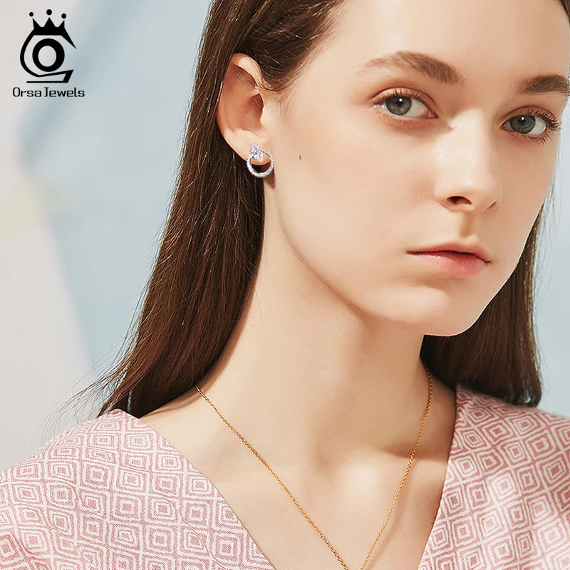 Женские серьги гвоздики из серебра 925 пробы с цирконием|Серьги-гвоздики| |