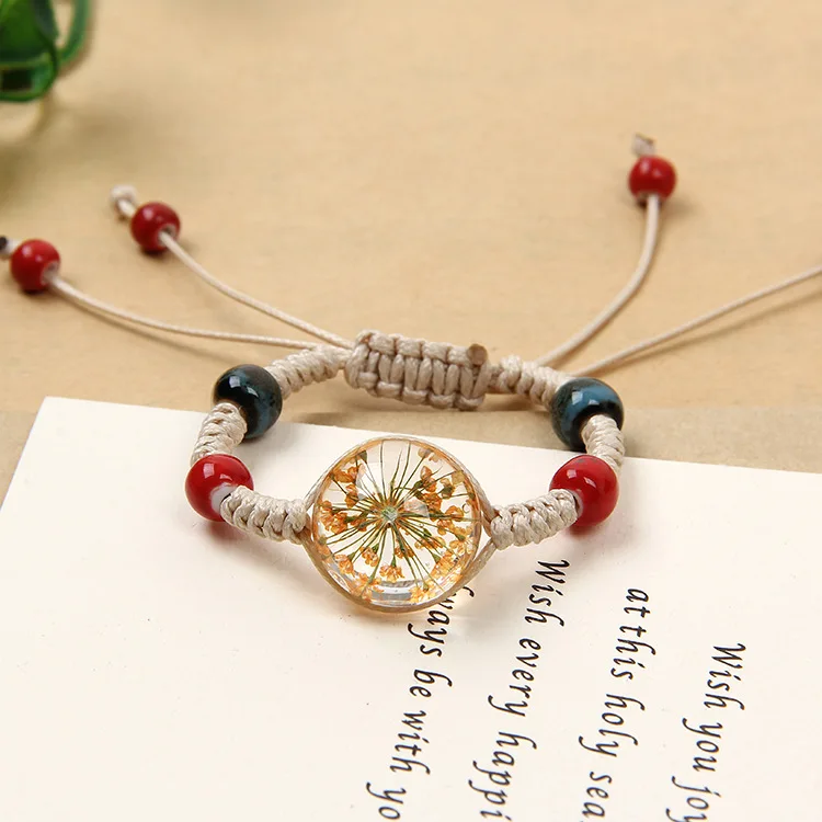 Натуральный белый кристалл камень браслет многоцветный вечный цветок ручной