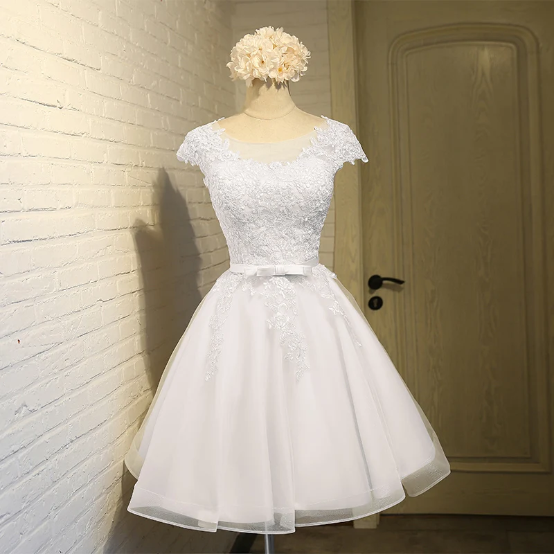 

Women's short evening dress plus size A line O neck lace formal prom event dress grey sexy cocktail wedding party dress