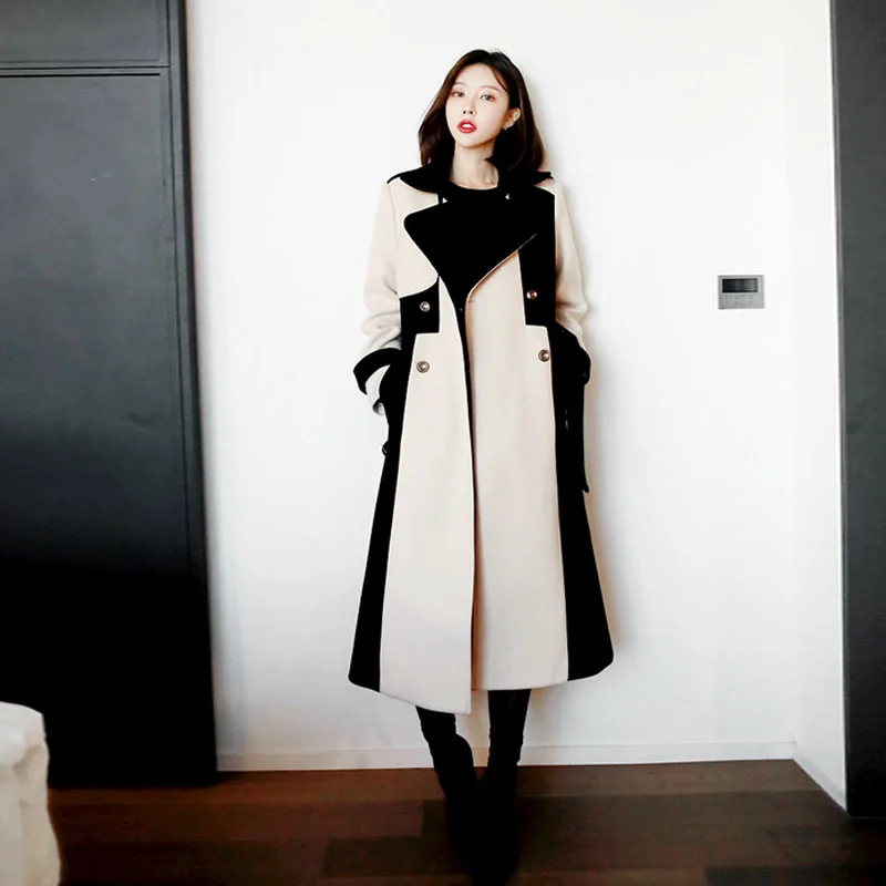 

Woman Temperament Long Overknee Woolen Loose Befree Harajuku Modis Veste Manteau Femme Hiver Windbreaker Tweed Coat