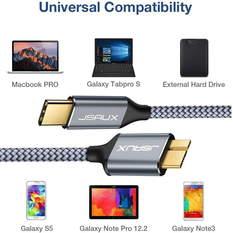 USB C к Micro B 3 0 кабелю Jsaux 5 Гбит/с разъем для передачи данных адаптер жесткого диска