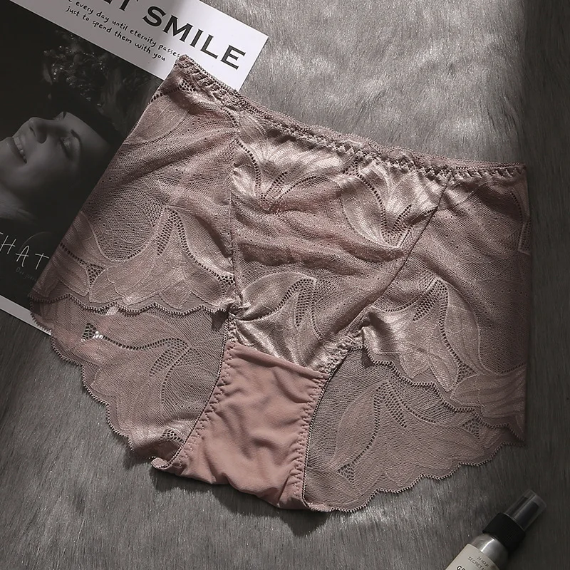 Коричневый Ropa interior femenina трусики сексуальное женское нижнее белье плюс размер 5XL кружевные цветочные прозрачные полые женские трусики - Цвет: Коричневый