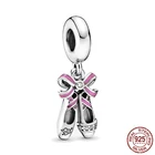 Paylor 100% 925 стерлингового серебра очаровательные розовые балетки на крючках, очаровательные, подходят к оригиналу Pandora, браслет, ожирелье, серебряные ювелирные изделия