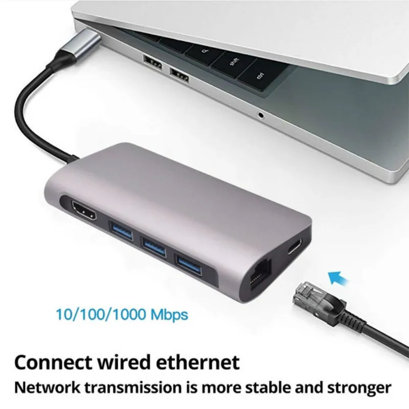 Bkscy USB концентратор C к HDMI RJ45 адаптер Мульти 3 0 Узловая док станция для MacBook Pro