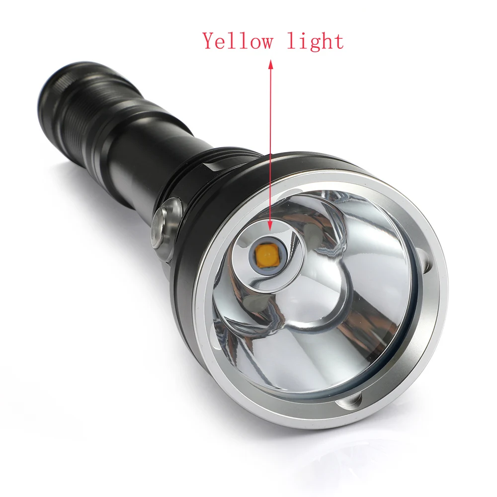 

New Powerful Waterproof Scuba Diving Flashlight XHP70.2 Yellow/White Light 6000LM Underwater Tactical Dive Torch 26650 Battery