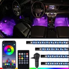 Подсветильник ка автомобиля, 4 шт., 12 В, разноцветный музыкальный Комплект для интерьера с активным управлением звуком, включая зарядное устройство, светодиодная лента