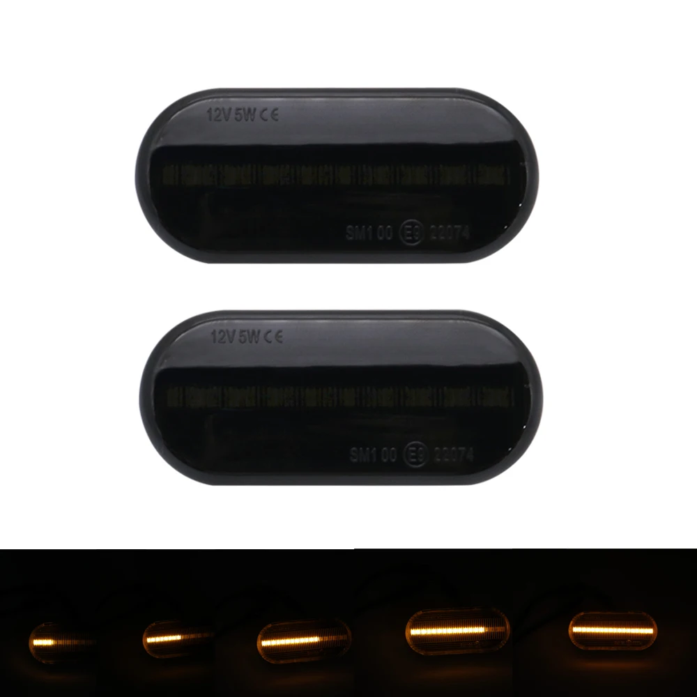 2X Smoke Lens Dynamic Flowing LED Turn Signal Side Marker Light Blinker Lamp for Ford Fiesta Volkswagen VW Bora Golf 3 4 | Автомобили и