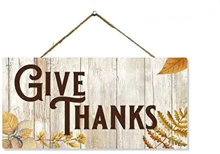 

Wood Autumn Fall Thankful Decor Wooden Signs Thanksgiving Front Door Decorations Porch Grateful Wooden Hanger Wall Art Wreath