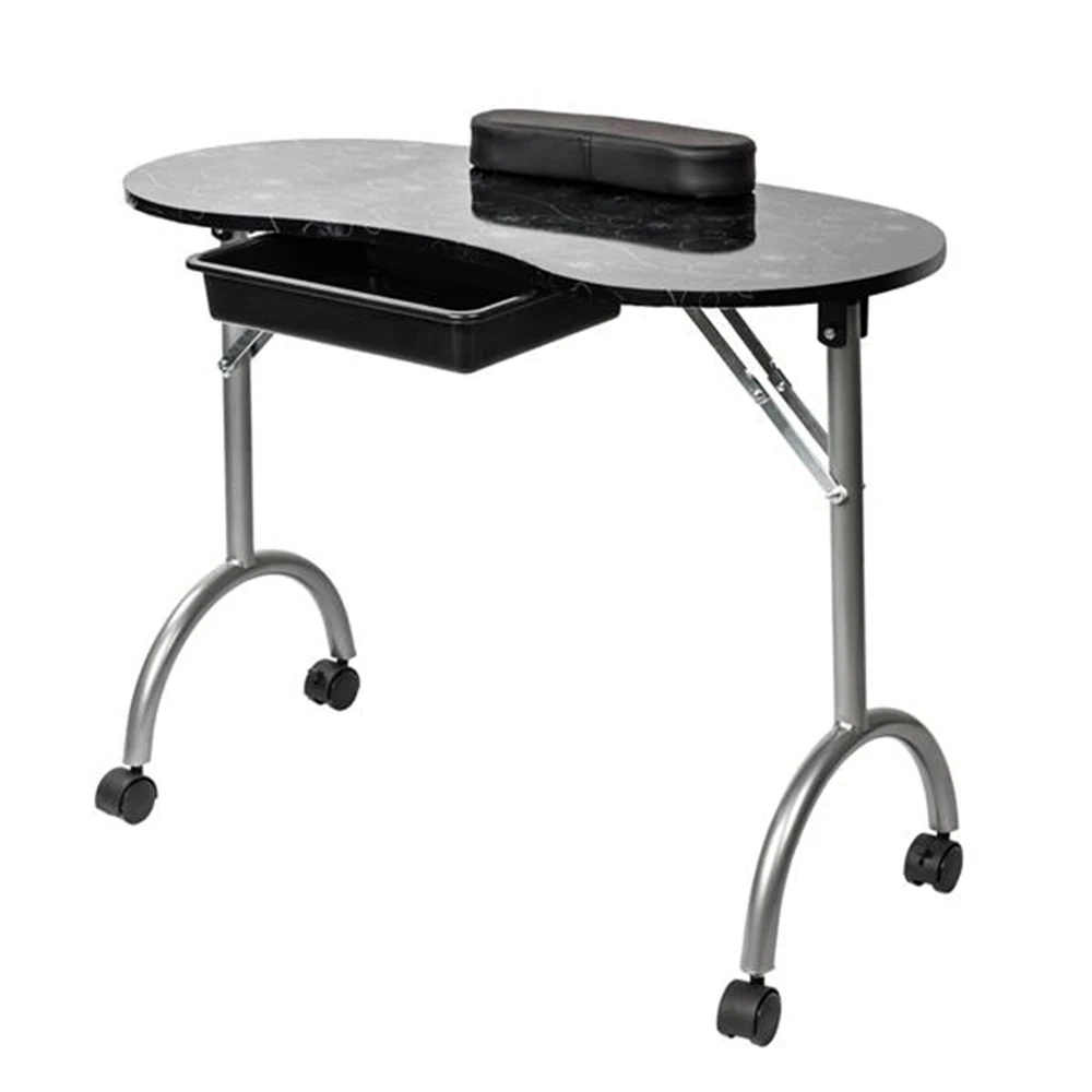 

Portable MDF Manicure Table with Arm Rest & Drawer Salon Spa Nail Equipment - Black