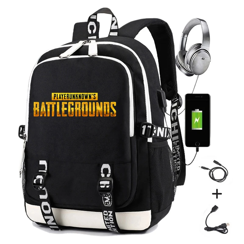 Black 03 Мужской рюкзак Playerunknown's Battlegrounds с принтом PUBG, школьные сумки для ноутбука с зарядкой через Usb, Оксфордский рюкзак для путешествий - Цвет: Black 03