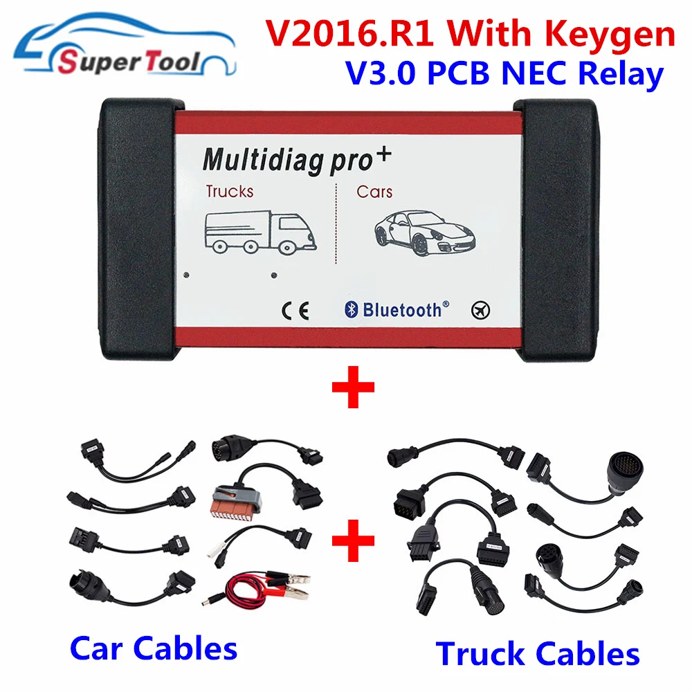 OBD2 Multidiag Pro+ с OBDII Bluetooth двойная плата Pro Plus Bluetooth 2016R1,1 бесплатно Keygen 9421A полный автомобиль/Грузовик Кабели