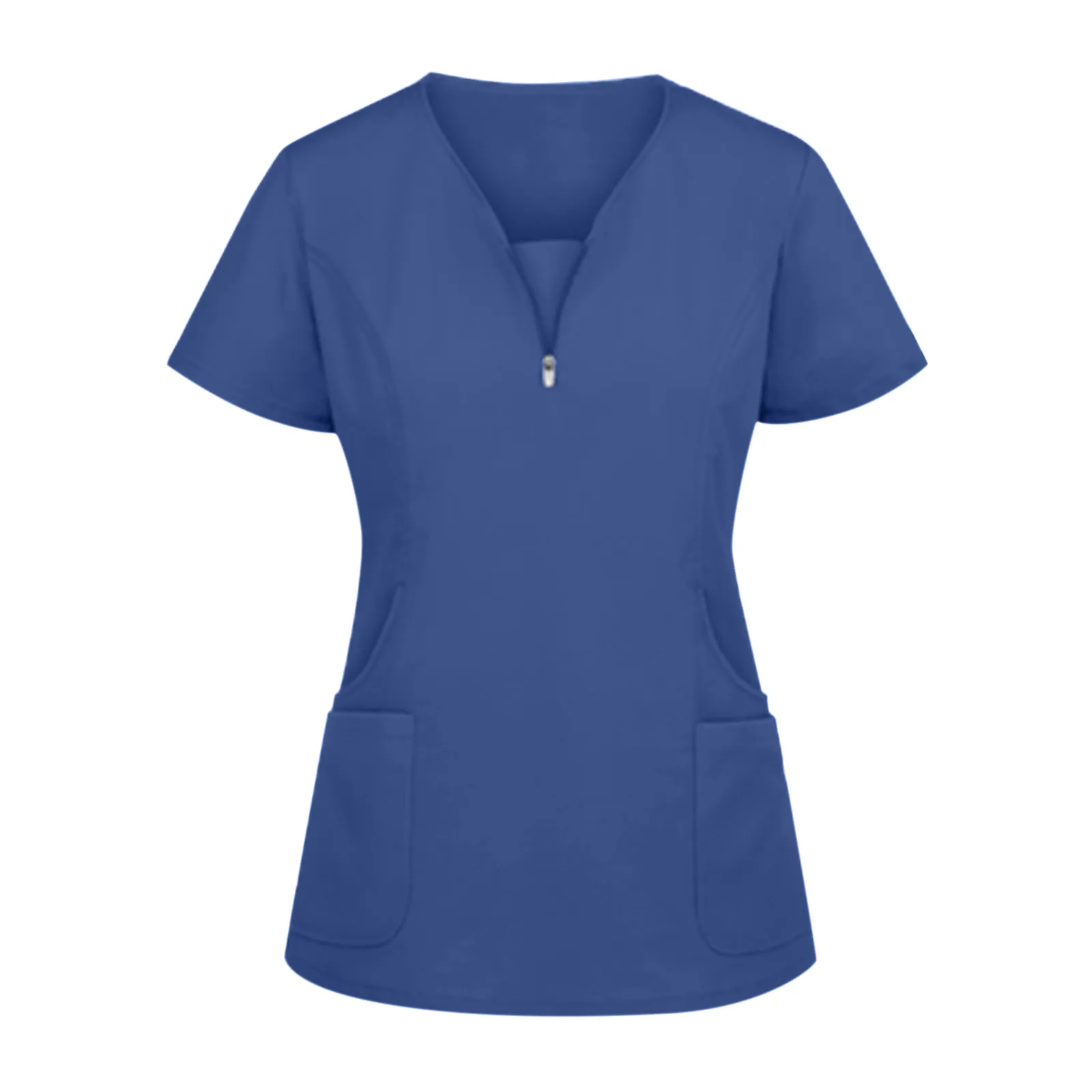 

Solid Care Workers Pocket Tops V-Neck Beautician Uniform Women Technician Sauna T-Shirt Bath Massage Short Sleeved Uniforms A50