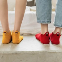 1 pair kawaii women socks happy fashion ankle funny socks women cotton embroidered expression candy colorl socks smile socks