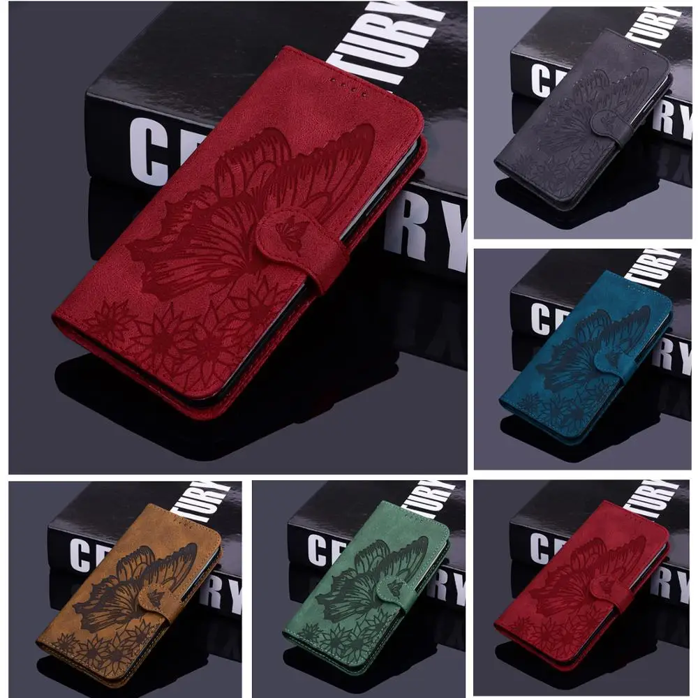 3D Butterfly Leather Case For Xiaomi Redmi Note 10 9 8 Pro 9T Purse Funda Red MI 8A 9A 10T Lite M3 Flip Wallet Coque | Мобильные