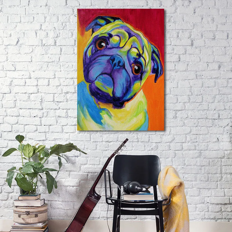 

Canvas Painting Pug Paintings Posters and Prints Wall Art Picture for Living Room Decor No Frame