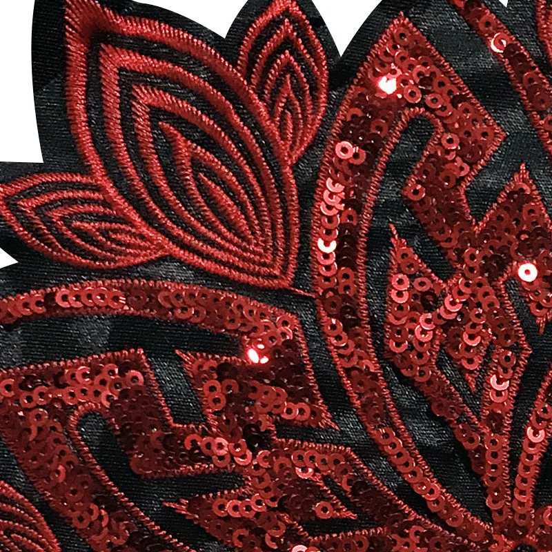 Национальный Ветер круговой вышивкой блёстки патчи с красными жемчужные