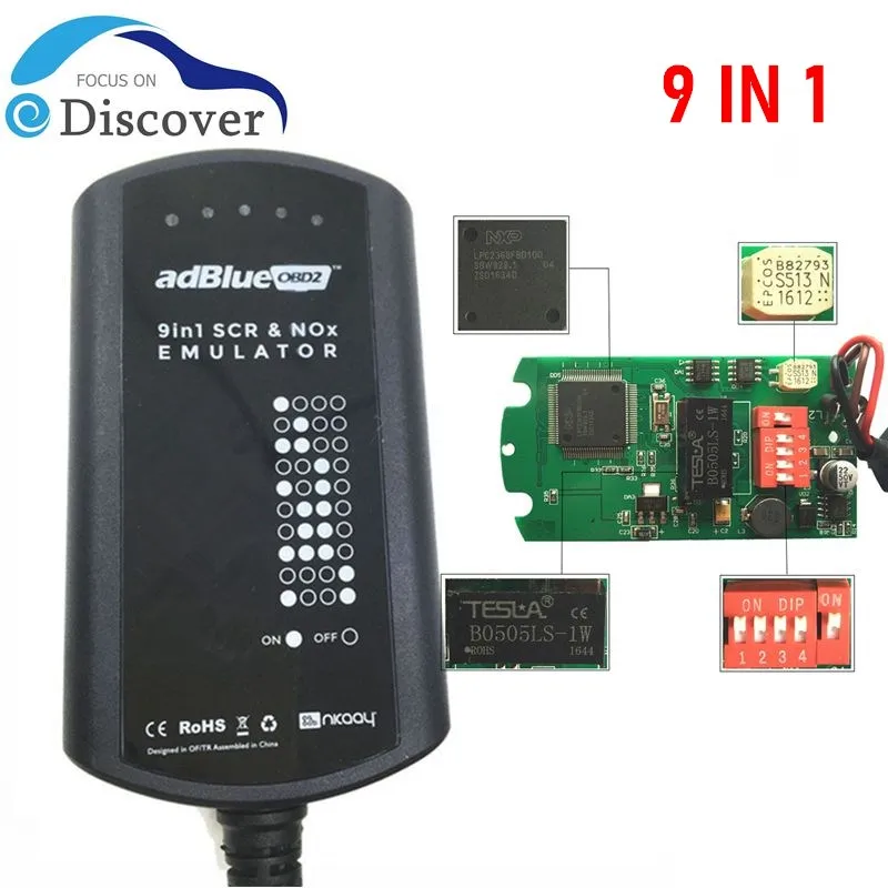 

AdBlue Emulator System Box 9 IN 1 For MEN/MB/SCANIA/IVECO/DAF/RENAULT/CUMMINS AdBlue 9in1 SCR&NOX A+Version Full Chip