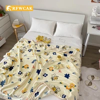 rfwca soft and warm coral fleece blanket winter bed sheet bedspread sofa cushion office nap trip outing double bed sheet flannel