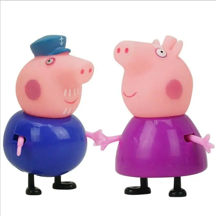 2pcs Оригинальные Модные стили Свинка Пеппа Семья Джордж фигурка различные папа мама дедушка бабушка и Пеппа игрушки кукла модель для детей - Цвет: 2pcs