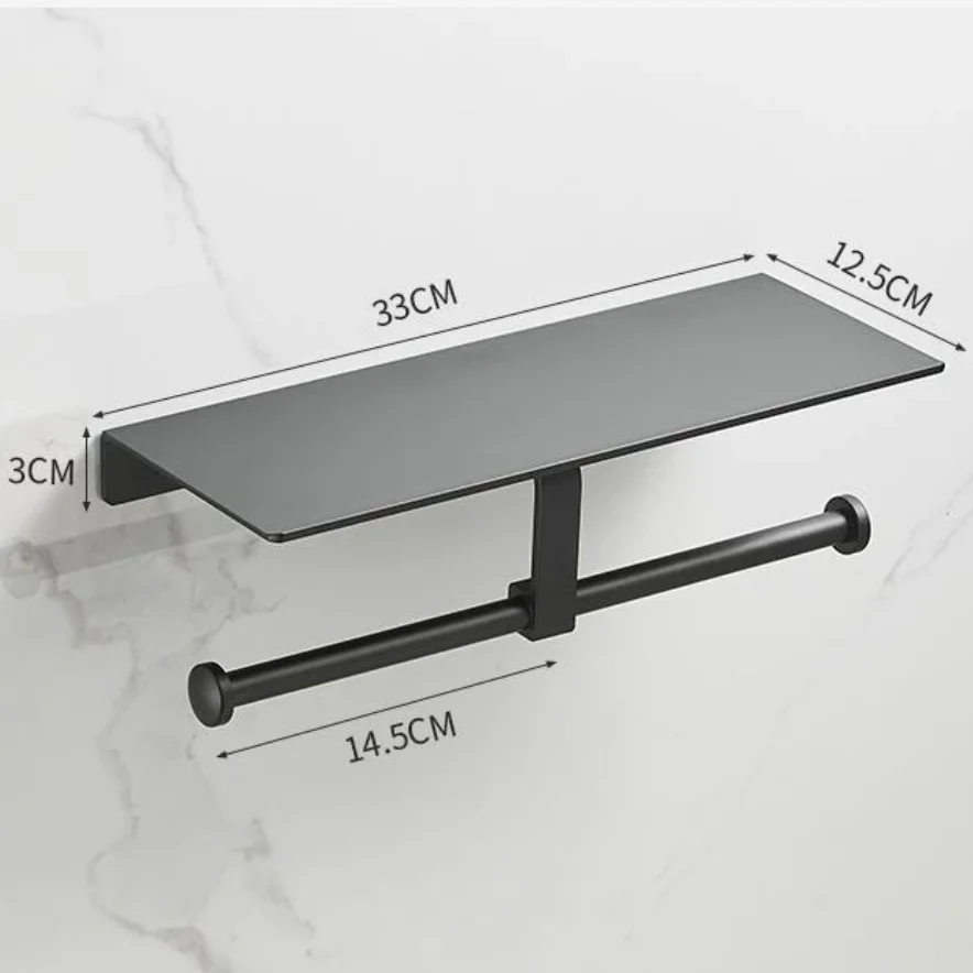 Двойной держатель бумаги в космическом алюминиевом черном цвете настенные