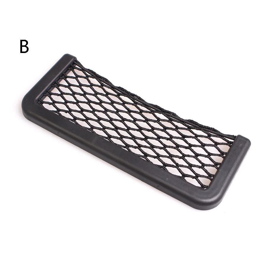 

YCCPAUTO 1Pcs Car Organizer Storage Bag Auto Paste Net Pocket Phone Holder Car Accessories 20*8CM 8*15CM Universal