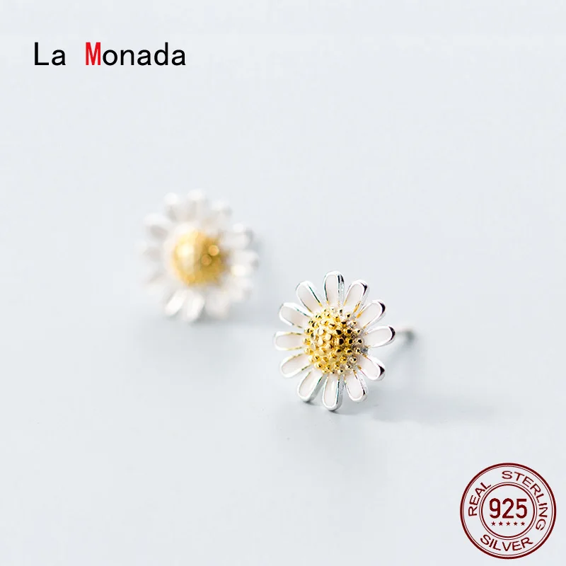 

La Monada Korean Minimalist Stud Women Earrings Silver 925 Cute Flower Daisy Fine Jewelry Silver 925 Stud Earrings For Women