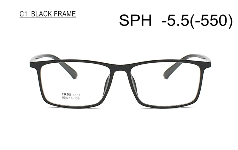 C1 (-5.5) Близорукость очки SPH-0,5-1-1,5-2,0-2,5-3,0-3,5-4,0-4,5-5-5,5-6 Для женщин Для мужчин TR90 рамка большой Размеры по рецепту - Цвет оправы: C1 (-5.5)
