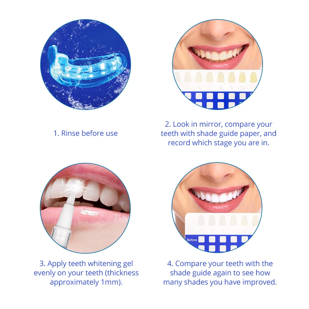 Набор для отбеливания зубов домашнего использования яркий светодиодный