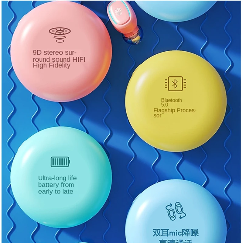 Беспроводная Bluetooth-гарнитура Macaroon бинауральные наушники-вкладыши миниатюрные