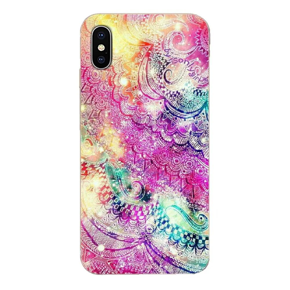 Чехлы из ТПУ сапфировое Нефритовое витражное стекло мандалы для Apple iPhone 11 Pro X XS Max