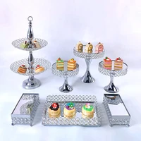 7pcs gold silver metal cake stand round wedding birthday party dessert cupcake pedestal display plate home decor