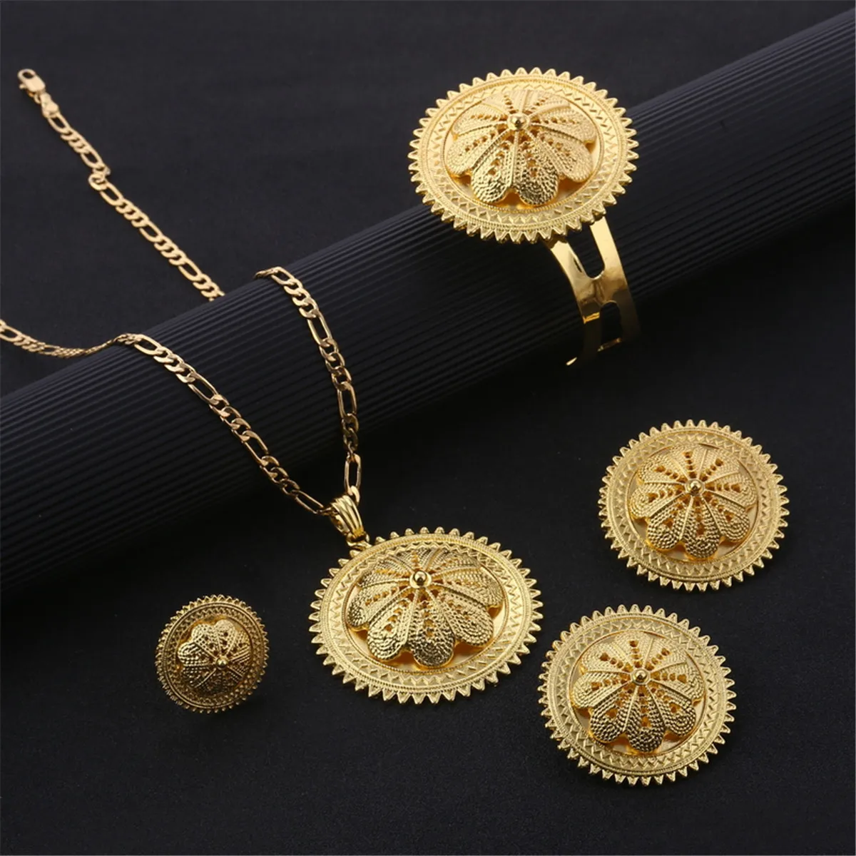 Дубай ювелирные изделия из золота Цвет ювелирные изделия в эфиопском африканском стиле для женщин девушек цепочка на счастье очаровательный комплект ювелирных изделий