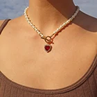 Ожерелье-чокер женское, с жемчужной подвеской в форме сердца