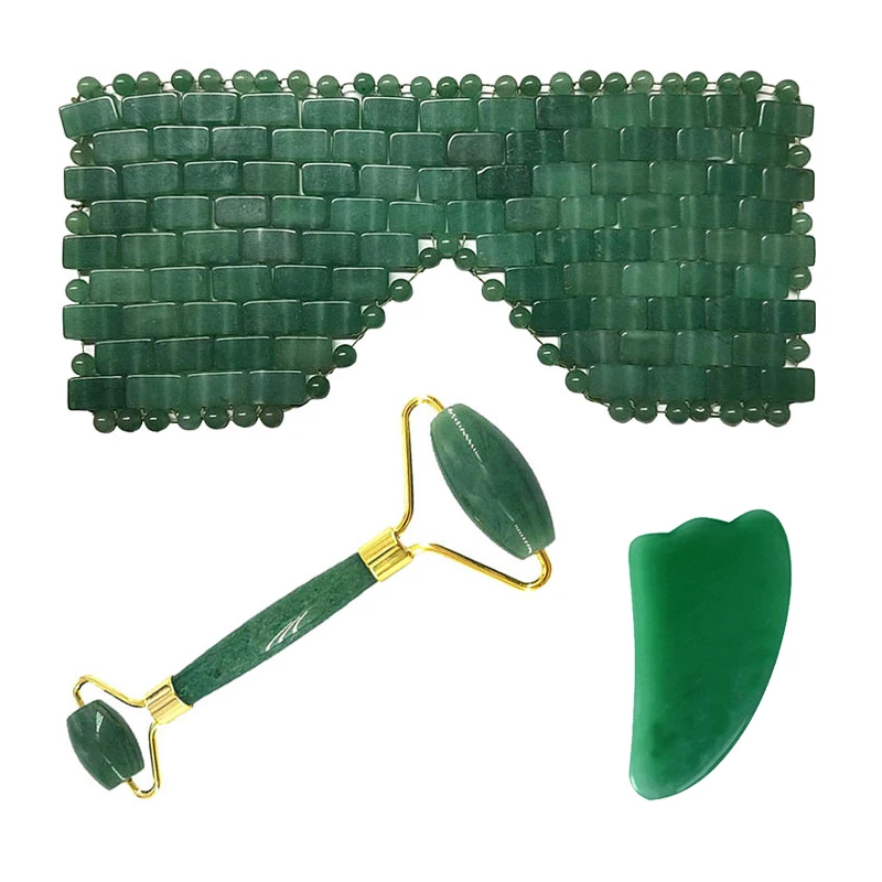 Зеленая Нефритовая маска для глаз натуральный камень сна холодная терапия