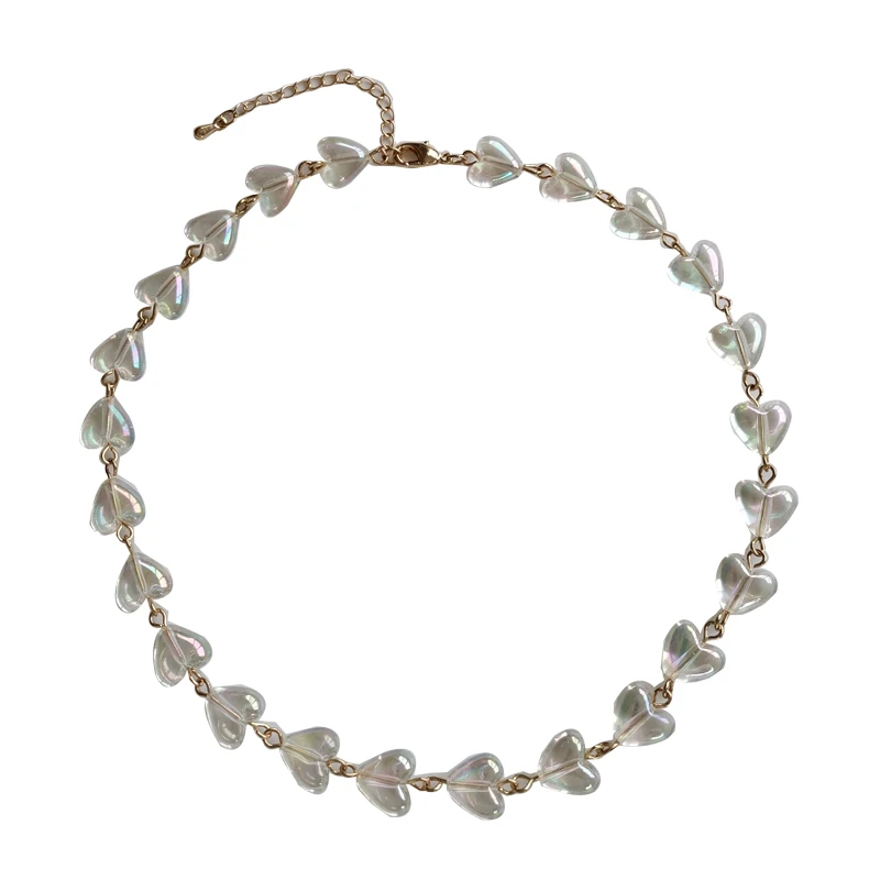 

Modern Fashion Jewelry Choker Necklace Popular Design Sweet Heart Resin Necklace For Women Girl Gift Fine Jewelry