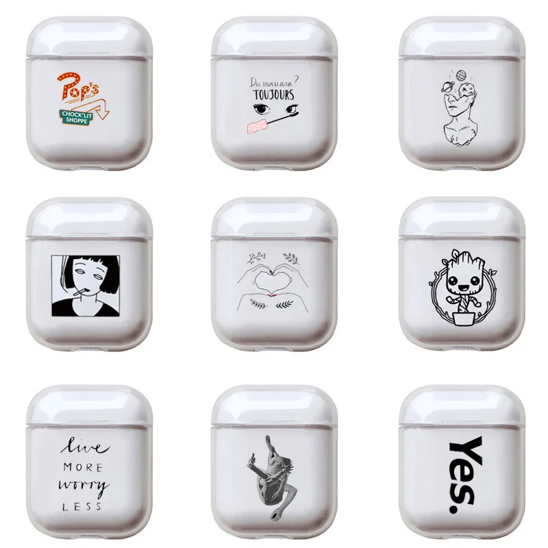 Забавный художественный чехол для телефона с надписью Apple Airpods милый прозрачный