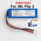 Оригинальный сменный аккумулятор GSP872693 P763098 03 3000 мАч для JBL Flip 3 Flip3, батареи серого цвета с инструментами