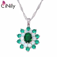 cinily created white fire opal green purple zircon silver plated wholesale for women jewelry wedding pendant necklace od6673 74