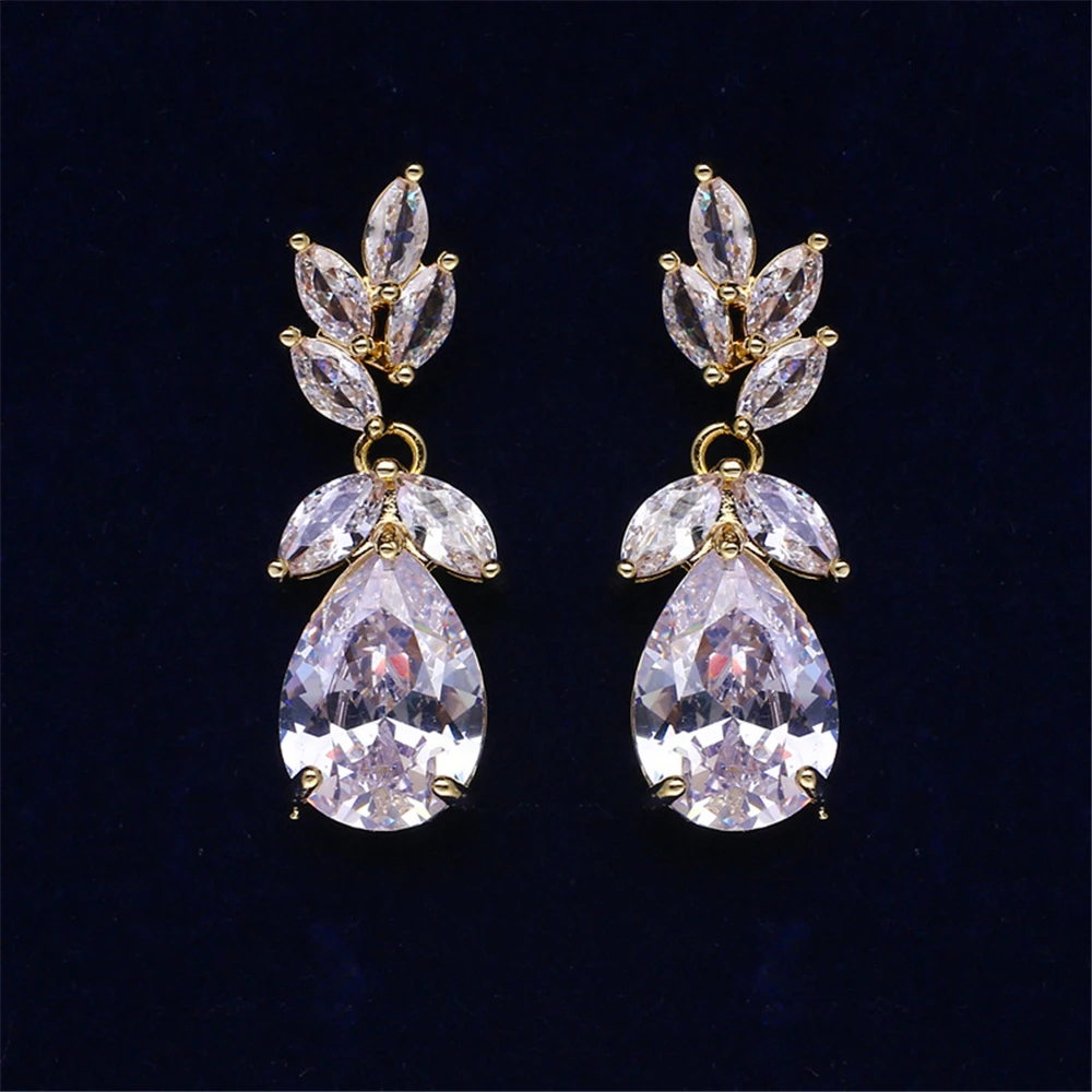 

Ekopdee новые модные очаровательные серьги-капли с фианитами для женщин 2021 Винтажные Украшения в форме капли воды золотого цвета CZ ювелирные и...