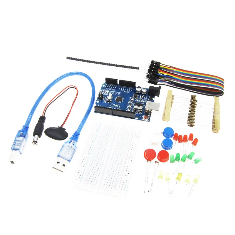 Базовый стартовый набор UNO R3 мини Макет светодиодный Перемычка провод Кнопка Arduino