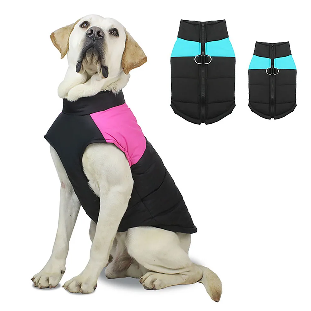 S-5XL водонепроницаемые Большие куртки для собак Зимняя Теплая Одежда животных